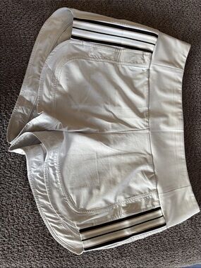 Women's Athletic Shorts - White with Black Stripe Detail